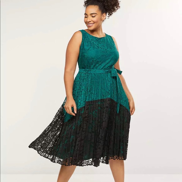 Lane Bryant Dresses & Skirts - Lane Bryant Lace & Pleated Color-block Dress (28)